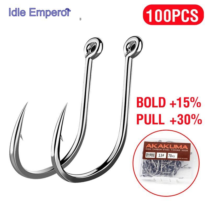Akakuma 100 ชิ้น / กล่อง เหล็กคาร์บอนสูง สเตนเลส หนาม ตะขอตกปลา หัวทนทาน อุปกรณ์ตกปลา