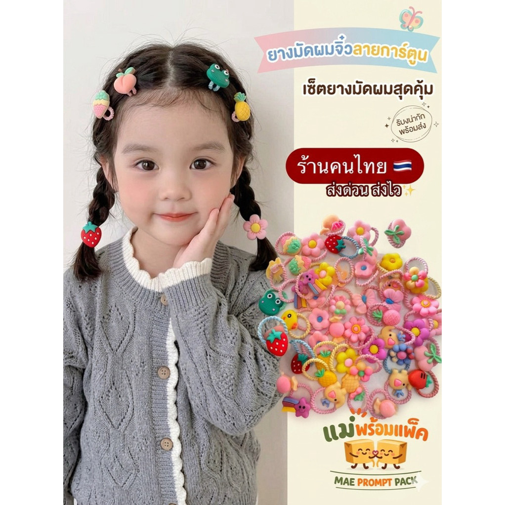 ยางรัดผม คละลายน่ารัก 20/50เส้น ยางรัดผมสไตล์เกาหลี ยืดยุ่นไม่ดึงผม
