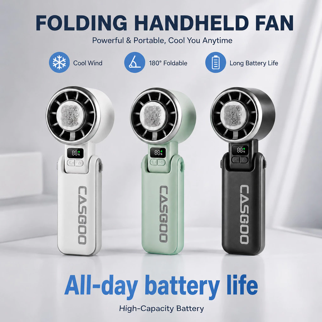 CASGOO K607 พัดลมมือถือ  Ice Cooling Fan USB แรงเย็น แบตเตอรี่ทน จอ LED 5 ระดับความเร็ว + สายคล้องคอ + Sticker แถมฟรี thumbnail 3