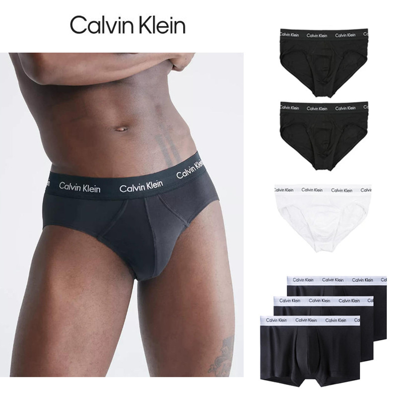 CKกางเกงในผู้ชายแพ็ค 3 ชิ้น Icon Cotton Stretch ทรง Hip Briefสวมใส่สบาย ระบายอากาศได้ดี