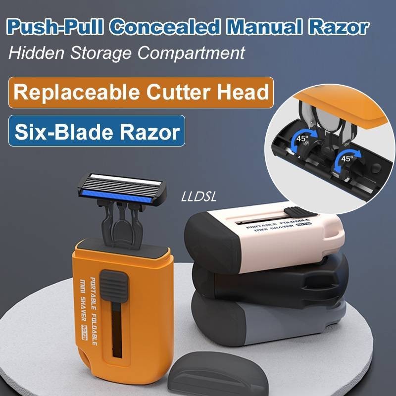 HOT SALE Pushpull Hidden Manual Razor Men's Manual Antiscratch Blade Bald Razor 推拉隐藏式手动剃须刀