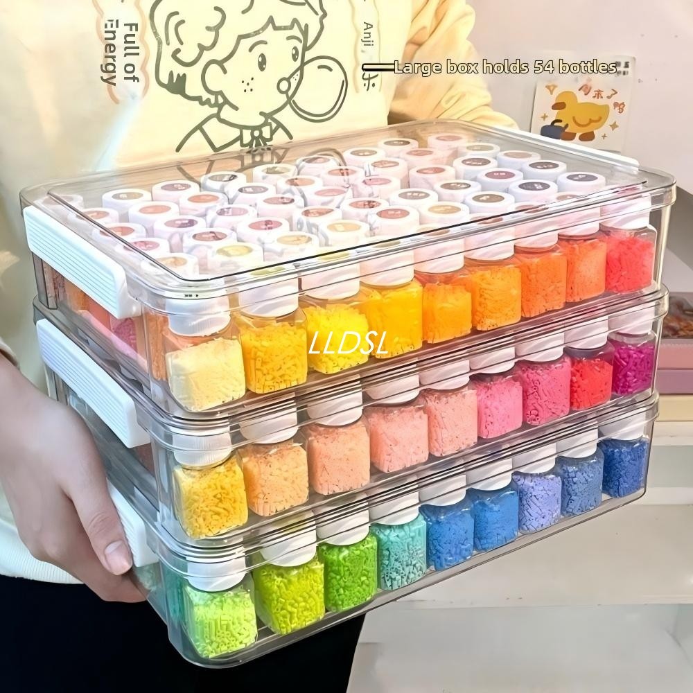 Fuse Beads Organizer Clip Closure Large Capacity Beads Storage Box Compact Transparent 302 Color Lab