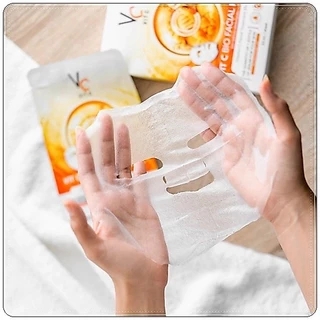 แผ่นมาร์คหน้า VCน้องฉัตร Vit c bio facial mask 1 กล่องมี 6 แผ่น
