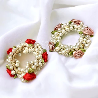 [พร้อมส่งทันที] ครอบผมมุข กุหลาบผ้า โดนัทมุข โดนัทครอบผม เครื่องประดับผม ชุดไทย
