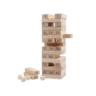 พร้อมส่ง เกมตัวต่อไม้ ตึกถล่ม 54 ชิ้น พร้อมลูกเต๋า 4ลูก ของเล่นไม้ ตัวเลข เรียงสี