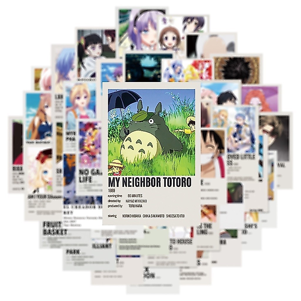 CLASSIC ANIME คลาสสิค ฟิล์ม POSTER totoro onepiece ดาบพิฆาตอสูร วันพันช์แมน โปสเตอร์หนัง สติ๊กเกอร์ 50Pcs