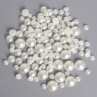 เลียนแบบ ABS Pearl Semiround ลูกปัดแบนกลับสีขาวงาช้างผสมสี Cabochon ครึ่งรอบลูกปัด DIY เครื่องประดับทํา