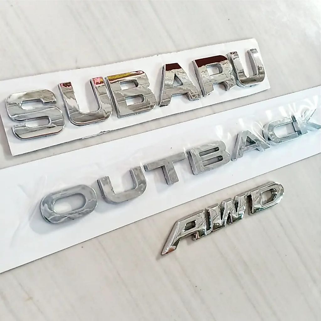 โลโก้ Subaru Emblem Outback awd ขนาดเดิมเงินโครเมียมนูน