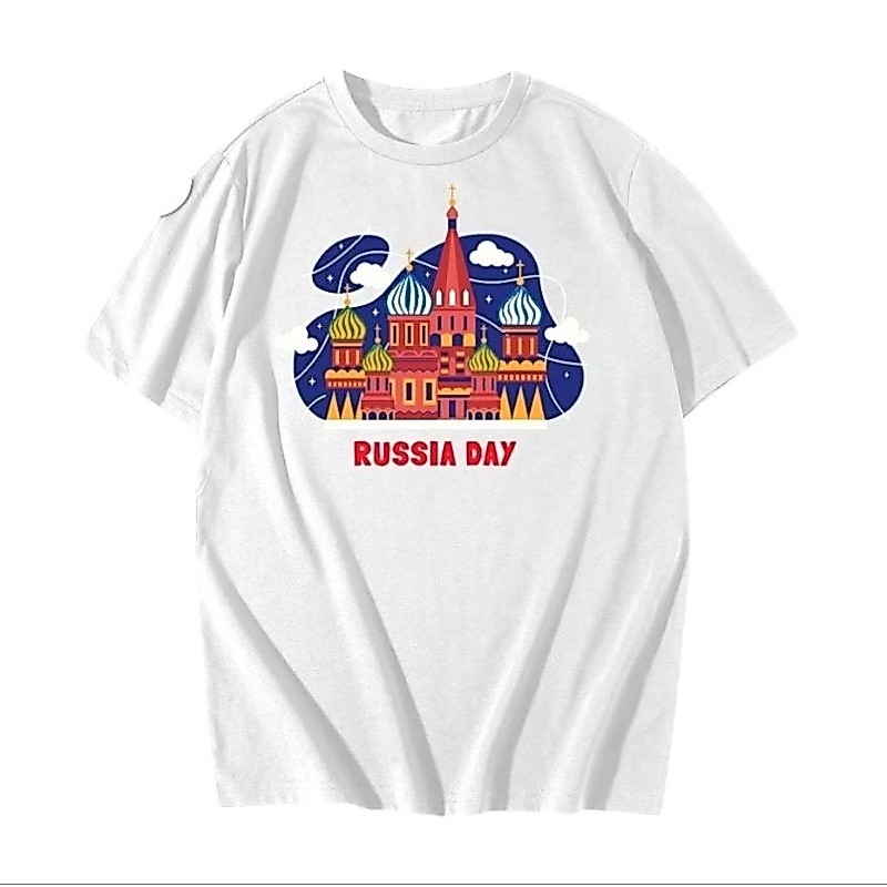เสื้อยืด RUSSIA - เสื้อผ้าของที่ระลึก RUSSIA DAY PICTURE เสื้อผ้าของที่ระลึก