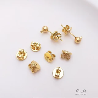 💖ALA เครื่องประดับ DIY💖 ต่างหูห่วง/ตุ้มหู/ต่างหูหนีบ สีทองคําขาว S925 สไตล์ไฮเอนด์ เรียบง่าย
