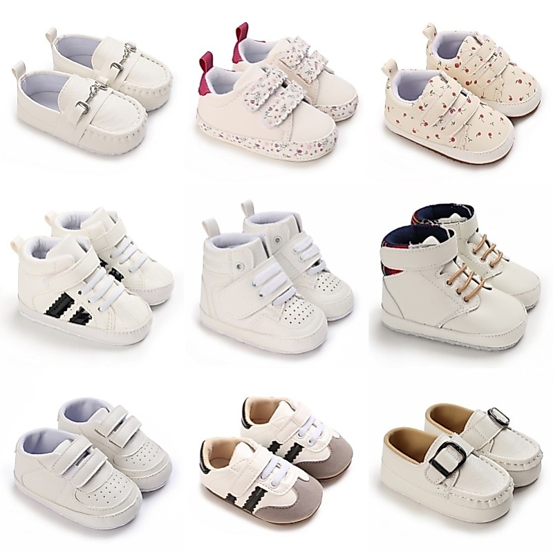 รองเท้าเด็กสําหรับชาย 0 12 เดือนสีขาว Baptism Walkers รองเท้าผ้าใบทารกแรกเกิดเด็กทารกเด็กผู้หญิงกีฬารองเท้า