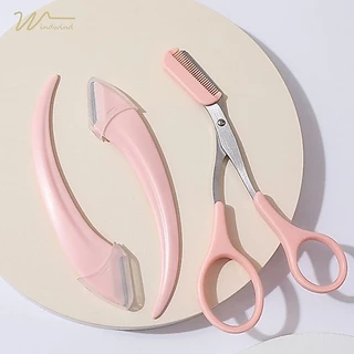 Windind ชุดกรรไกรตัดแต่งคิ้ว พร้อมใบมีดโกน แบบมืออาชีพ