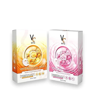 ( 1 แถม 1 ) มาส์กหน้า VC น้องฉัตร Ratcha Vit c bio facial mask Mask / Vit C Glassy Facial Mask (บรรจุ 6 แผ่น)