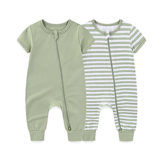 2pcs Unisex Soild แขนสั้นซิปเด็กทารกเด็กผู้หญิง Rompers ผ้าฝ้ายนุ่มเสื้อผ้าทารกแรกเกิด