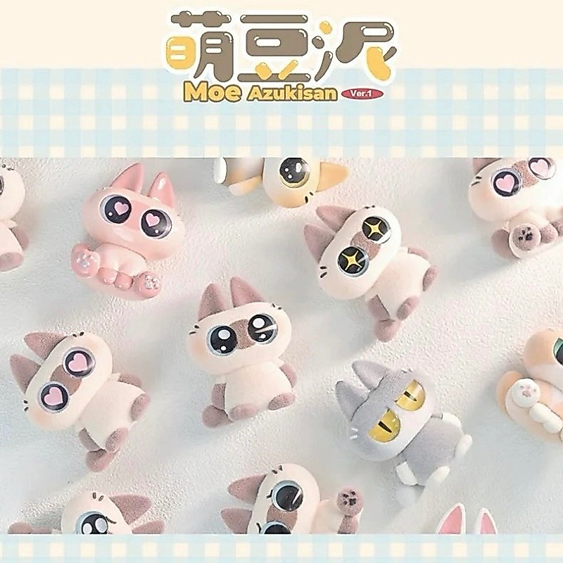 [[แบบสุ่ม✨จัดส่งแบบไม่แกะ]]Moe Azukisan Series Bean V.1 Azuki Cat [1จุ่มได้3ตัวจิ๋ว]