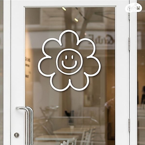 สติ๊กเกอร์ SmileFlower ดอกไม้ยิ้ม ดอกไม้อมยิ้ม | สไตล์มินิมอลน่ารัก | ติดกระจก ติดผนัง แต่งร้าน แต่งบ้าน แต่งคาเฟ่