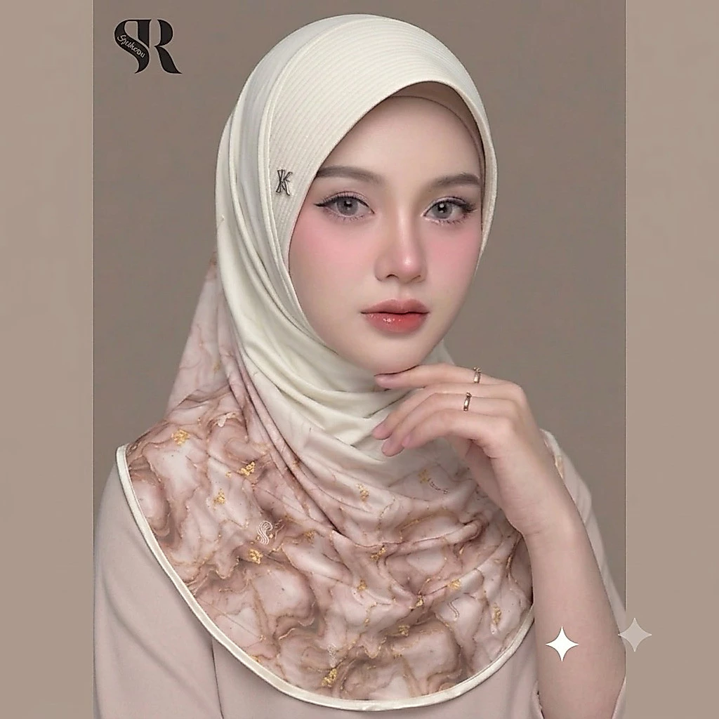 🌼 ผ้าคลุมฮิญาบ รุ่นผ้ายืดพิมพ์ลาย ไซส์M syukron 🌼