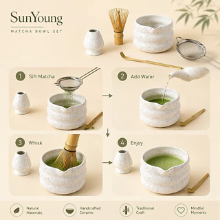 🍵ชุดชงมัทฉะ 5 ชิ้น กล่องหรู chawan matcha set bowl งานคราฟต์ระดับมาสเตอร์ จากญ✨ ถ้วยชงมัทฉะ ถ้วยชงชาเขียว แปรงชงชา