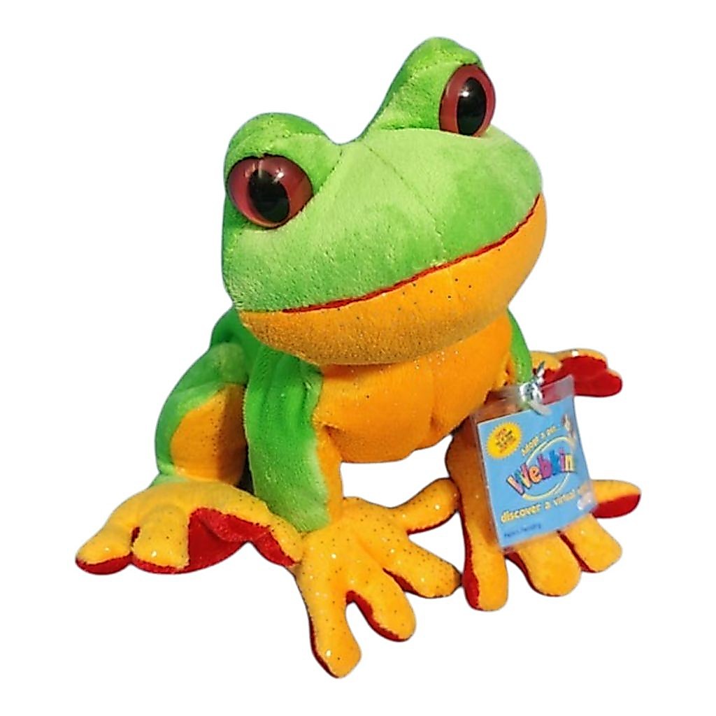 Ganz Webkinz Green Tree Frog Plush Toy Sparkling Details 7" Code has been opened