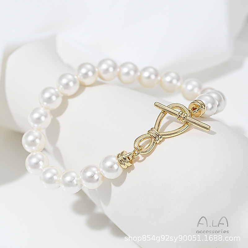 สี Retention 14K Gold-clad 8-Character Love Unlimited OT Buckle Pearl สร้อยคอ Ending การเชื่อมต่อหัว