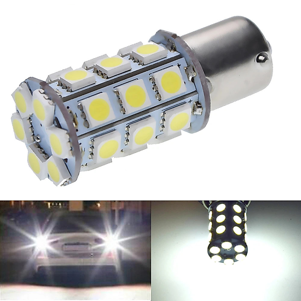 6V 6 โวลต์ 1156 BA15S หลอดไฟ LED 27 SMD 5050 P21W สํารองย้อนกลับโคมไฟ DRL ไฟเลี้ยวสําหรับรถยนต์คลาสส