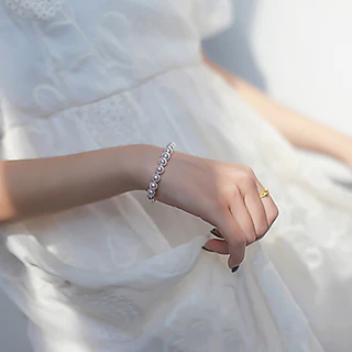 สร้อยข้อมือมุกแฟชั่นหรูหราเวอร์ชั่นเกาหลี 8 มม.เครื่องประดับระดับไฮเอนด์ชุด