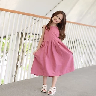 B&R Kids【ชุดเดรสเด็กผู้หญิง】ส่งจากไทย ชุดเดรสแฟชั่นเด็ก สไตล์เกาหลี ชุดเสื้อกระโปรงไม่มีแขน หลวมสบาย ผ้าคอตตอนนุ่ม ใส่สบาย