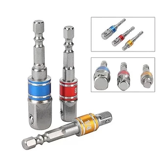 3 ชิ้นหกเหลี่ยม Shank Sifang อะแดปเตอร์แขนการเชื่อมต่อ Rod/1/4, 3/8, 1/2 สีไฟฟ้าซ็อกเก็ตการเชื่อมต่อ Rod