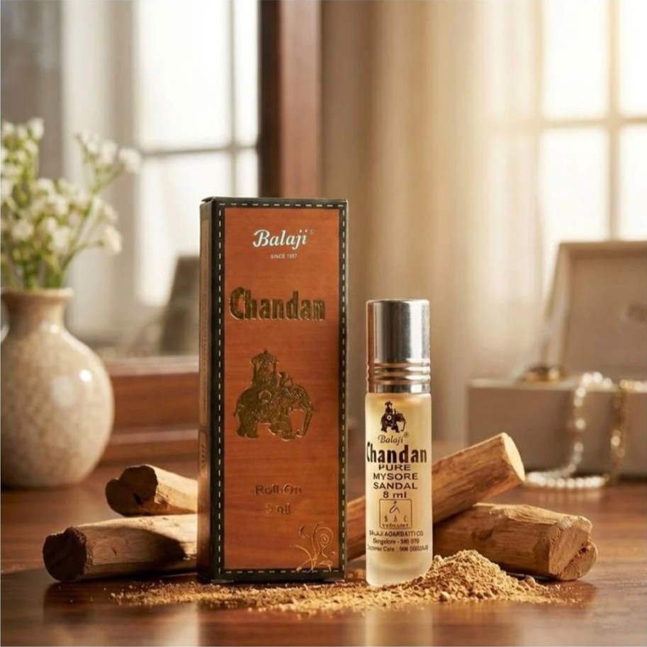 น้าหอม Balaji Chandan (Sandalwood) 8ml บาลาจี ไม้จันท์แท้ 100% กลิ่นหอม เกรดพรีเมียม นำเข้าจากอินเดี