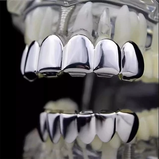 ฟันฮิปฮอป เครื่องประดับทันตกรรมที่ถอดออกได้ hip hop teeth grillz ใส่ง่าย สำหรับปาร์ตี้ ฮัลโลวีน สีเงิน สีทอง