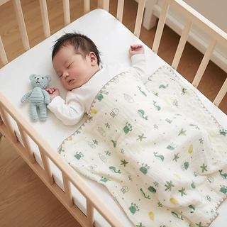 Babyonline(R038)2L7-8 (ส่งด่วน1วัน)ผ้าห่มดอทมัสลินขนมิ้งค์2ชั้นสำหรับเด็กทารกแรกเกิด ผ้าฝ้าย นุ่ม อ่อนโยนต่อผิว อบอุ่น