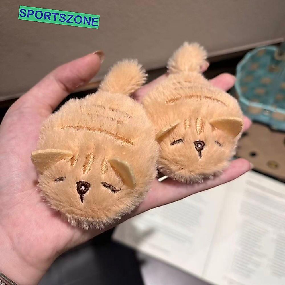 SPORTSZONE 2 ชิ้น/เซ็ตการ์ตูนสัตว์ Duckbill คลิป, นุ่ม 3D หางออกแบบปุยตุ๊กตาแมวกิ๊บ, ชุดหวานโพลีเอสเตอร์ด้านบางคลิปน่ารัก Barrettes ผู้หญิงสาว
