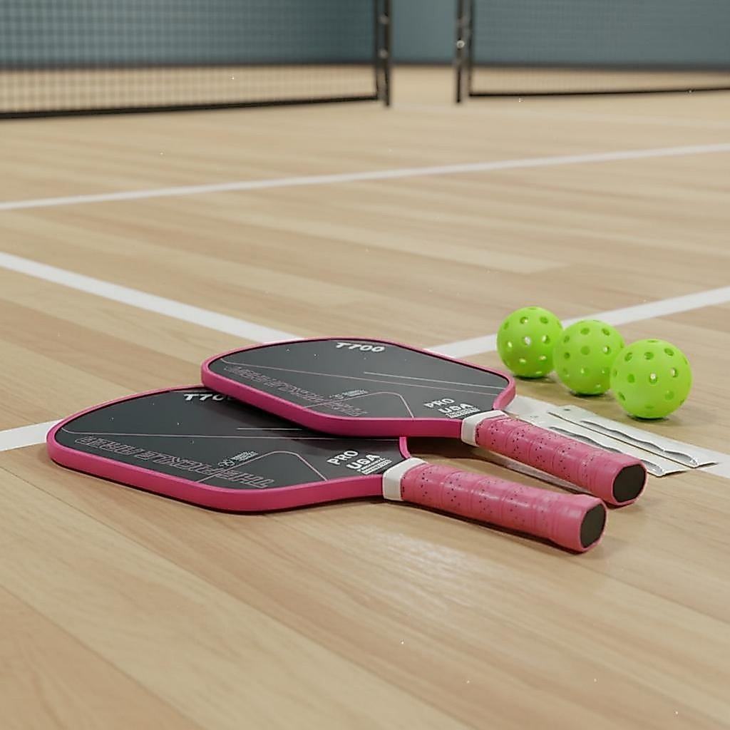 รวมยามขอบ T700 คาร์บอน Pickleball Paddle Set Enhanced หมุน Pickleball ชุด 2 พาย 4 ลูกขนาดใหญ่ Optima