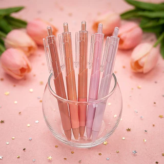CAWL ปากกาเจล แบบกด สีไล่ระดับ 0.5 มม. น้ำหมึกสีดำ แก้ไขท่าจับปากกาให้ถูกต้อง 1กล่องมี5ด้าม