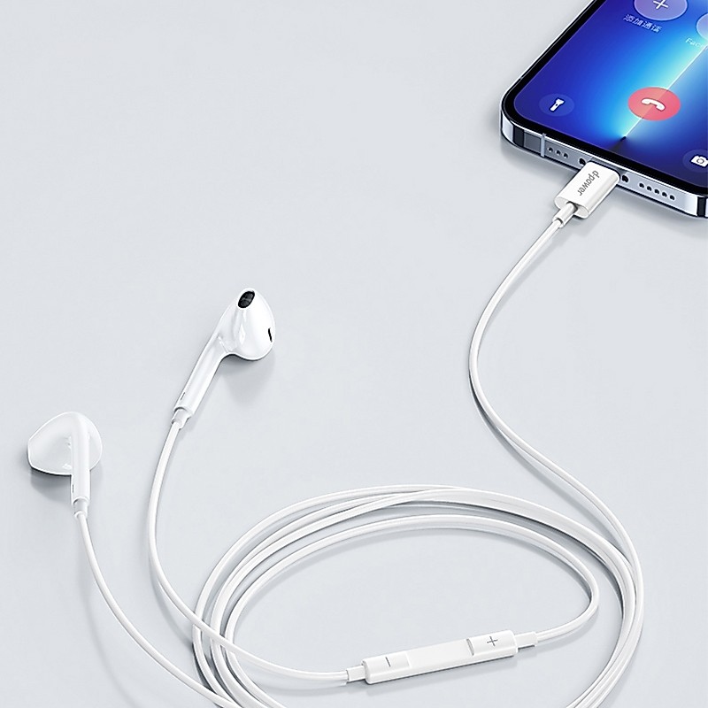 d-power หูฟังไอโฟน พอร์ต IP รุ่น AP-03 ฝังชิป DAC แท้ เสียง Hi-Fi สเตอริโอ มีไมค์ในตัว สายยาว 1.3M