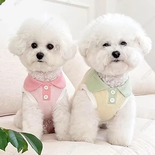 🇹🇭พร้อมส่ง🇹🇭🥰เสื้อแขนกุด***คอปกโปโลไหมพรมผ้าร่อง สีพาสเทลทูโทน ~ เสื้อสุนัข ชุดหมา ชุดแมว สัตว์เลี้ยง