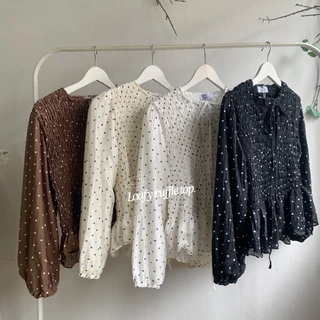 Loafy ruffle top ˖ ࣪(polka dot+3สีใหม่) ౨ৎ -สม็อคช่วงตัวด้านหน้า และหลัง -หายห่วงเรื่องความบาง มาพร้อมซับในทั้งตัว