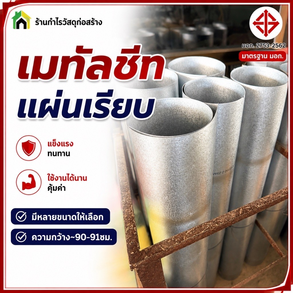 (ส่งไว)แผ่นเรียบเมทัลชีท สังกะสีเรียบ ตัดแบ่งขาย กว้าง90-91ซม.