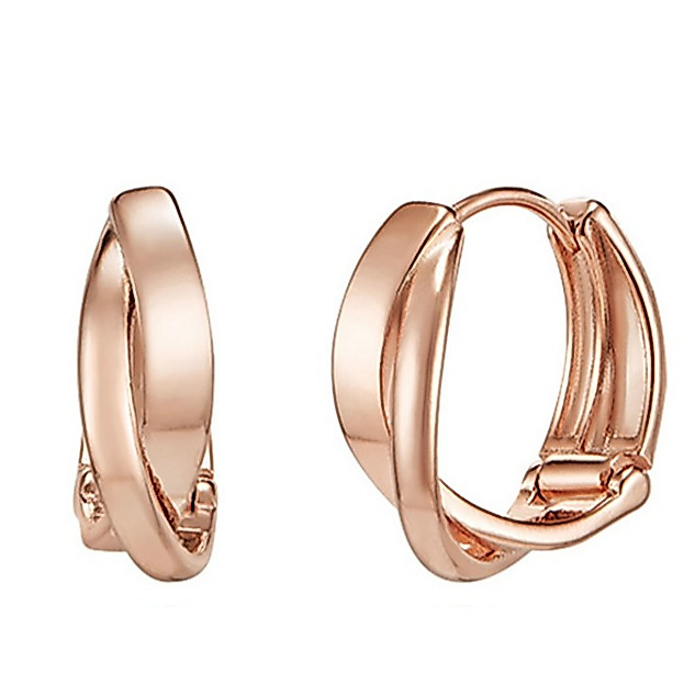 [ELLE] 14K GF wave Rose Gold Hoop ต่างหู | ต่างหู Huggie Minimal Elegant สําหรับผู้หญิง -ELGPEE433
