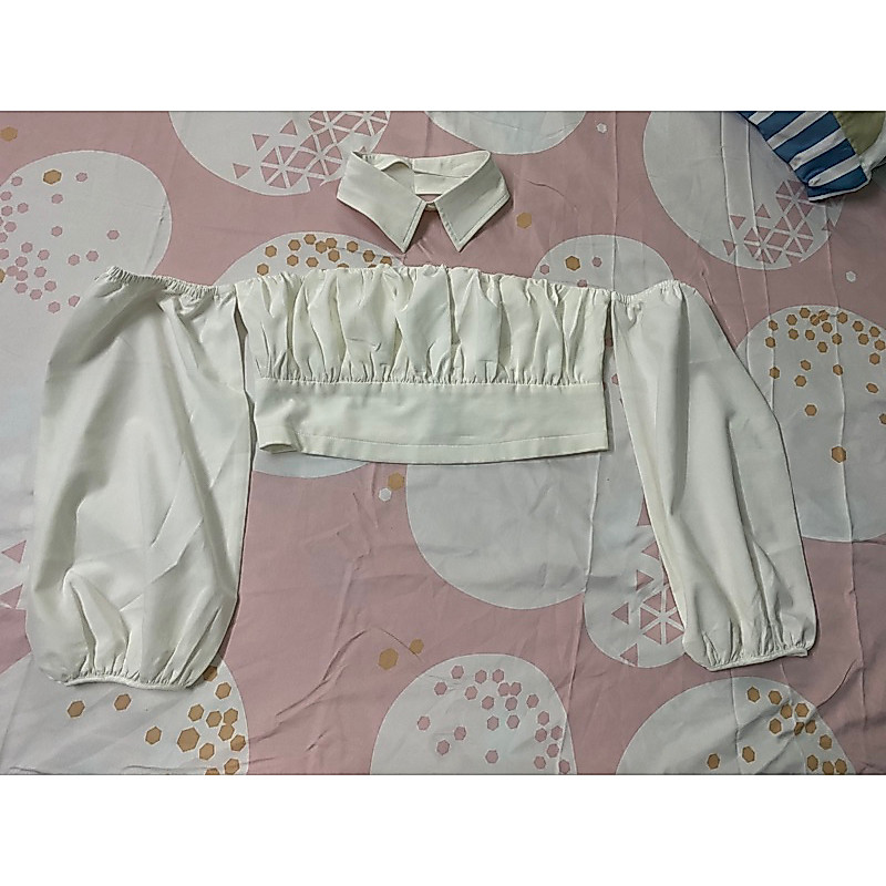 SI/2HAND ITEMS - สินค้าแบรนด์ของแท้ - เสื้อครอปคอปกหลวมสีขาว