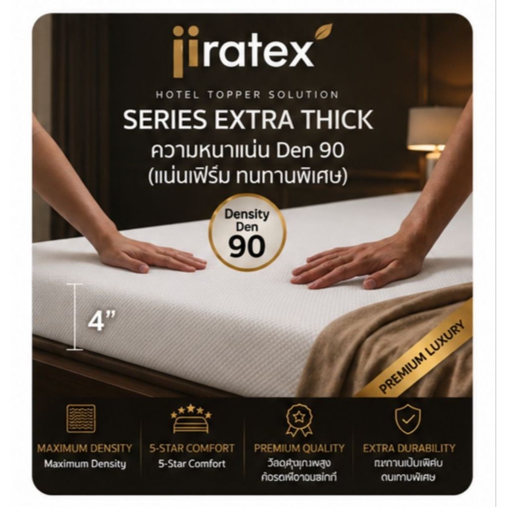 Jiratex ที่นอนยางพาราแท้ รุ่น Extra Thick density 90 แน่นเฟริ์ม