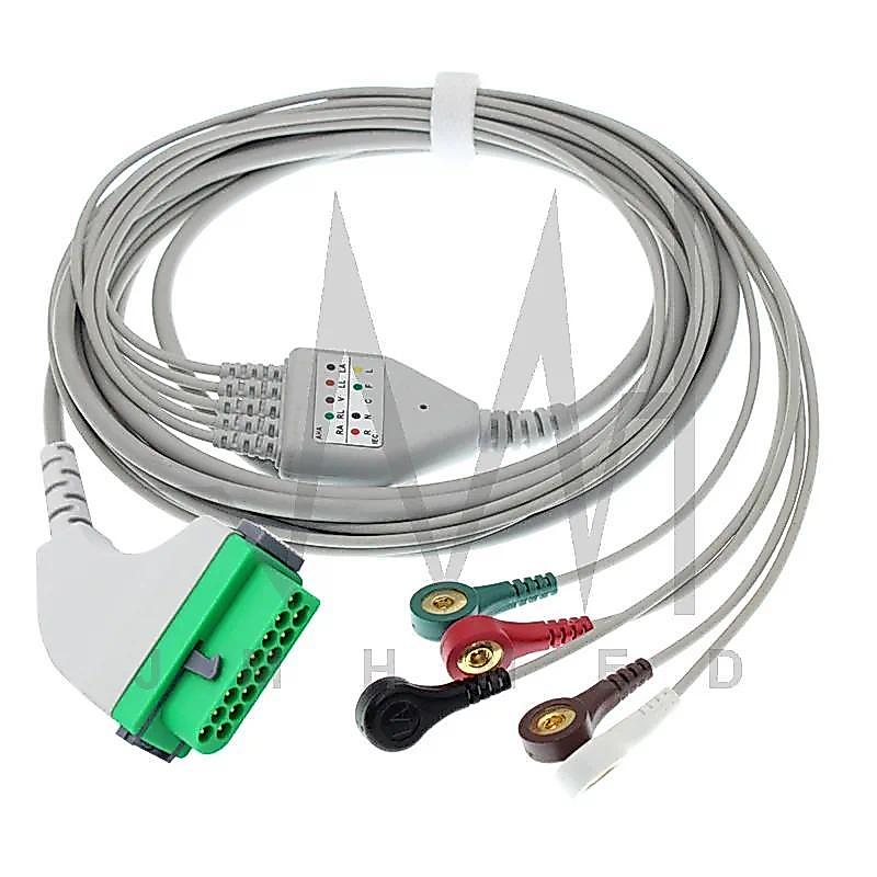 【QJ】Compatible 15Pin Fukuda Dynascope DSL8001/DSL8001R/DS-8100/DS-8200/DS-8500 Monitor 3/5 Lead Elec