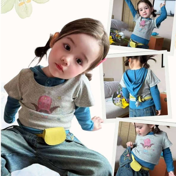 「สินค้าลิขสิทธิ์แท้」IRIS KIDS 26 AW IKS260528 Woodland Dream เสื้อผ้าเด็ก แขนยาว เลเยอร์ 2ชิ้น กางเกงขายาว สไตล์เกาหลี