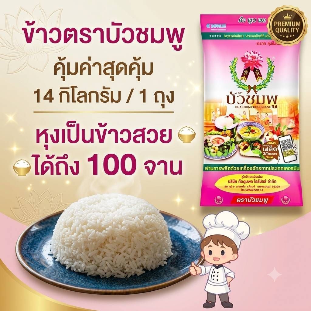 ข้าวเจ้านาปี ตราบัวชมพู 14กก.