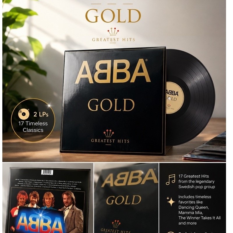 แผ่นเสียง Abba Gold Greatest Hits ใหม่ ซีล Abba Vinyl LP