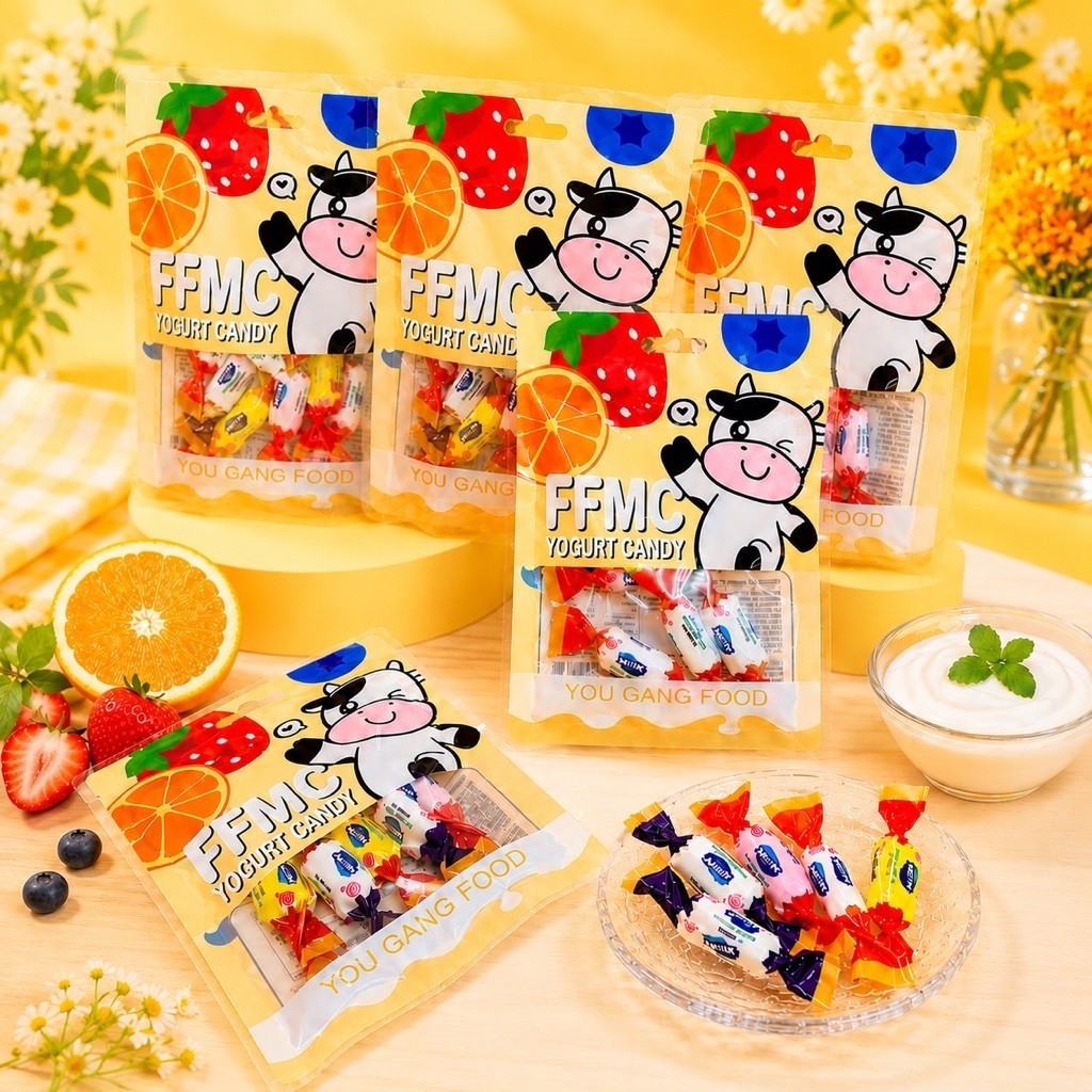 ลูกอม ซูกัส แคนดี้ FFMC ลูกอมโยเกิร์ตรวมรส [ 1 แพ็ค 30 ชิ้น ]
