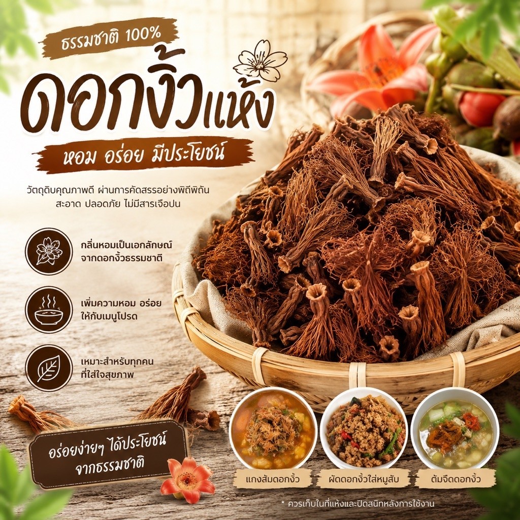 ดอกงิ้วแห้ง เก็บใหม่ สะอาด ทำเองทุกขั้นตอน