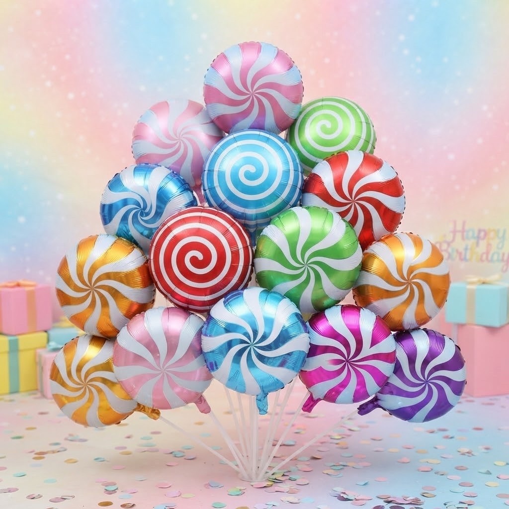 🇹🇭 พร้อมส่ง ลูกโป่งฟอยล์ ลูกกวาด อมยิ้ม Candy Balloon Foil 🍭🍬 ขนาดประมาน 18นิ้ว