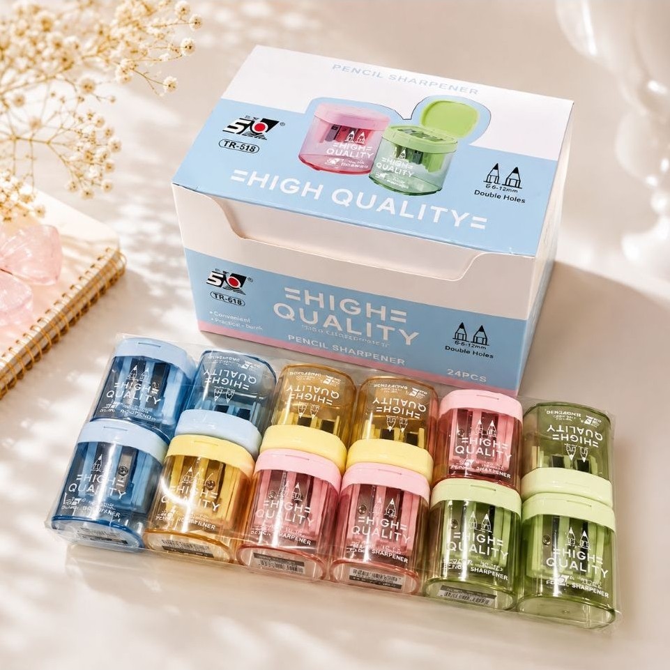 กบเหลา2ช่อง คละสี รุ่นTR-322 คละสี มี12ชิ้นและยกกล่อง24 ชิ้น