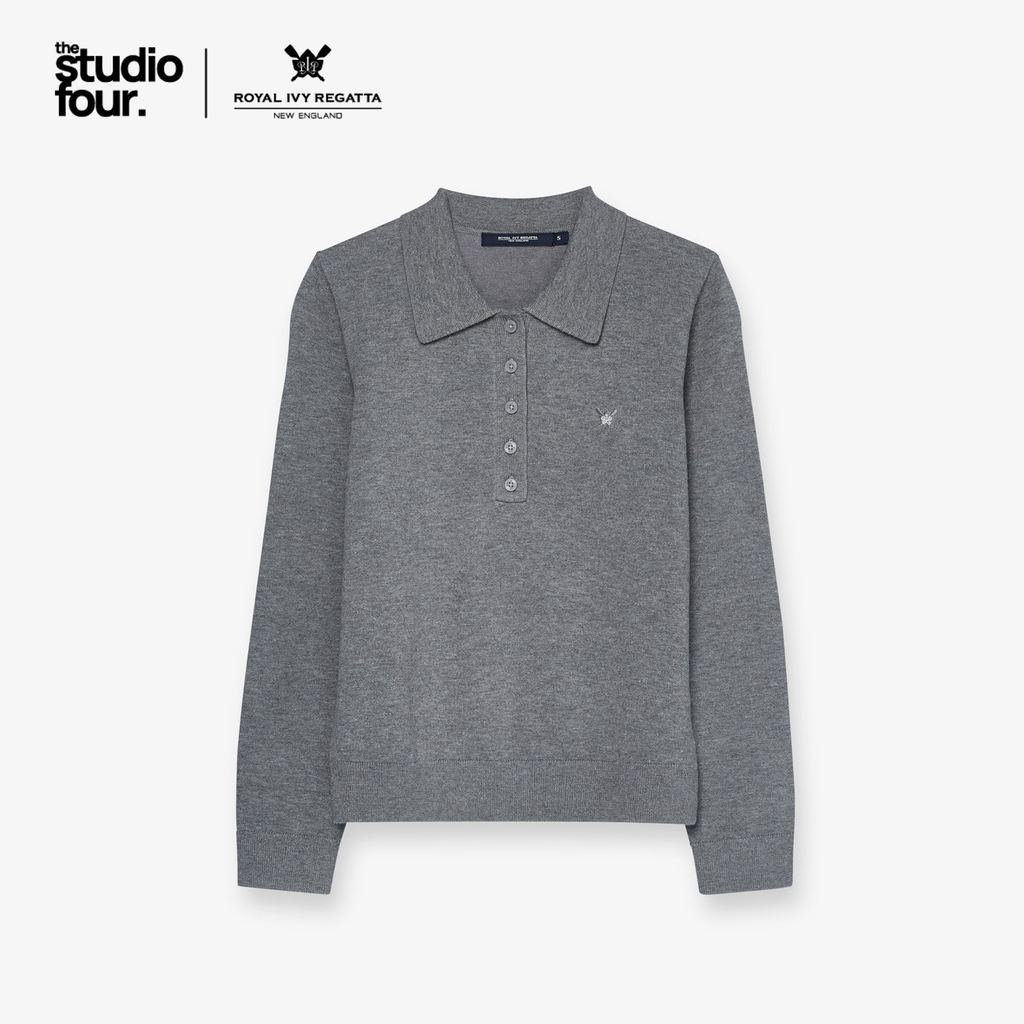 ROYAL IVY REGATTA - Embroidered Knit Polo Sweater Navy เสื้อโปโล (R26WGWA009)